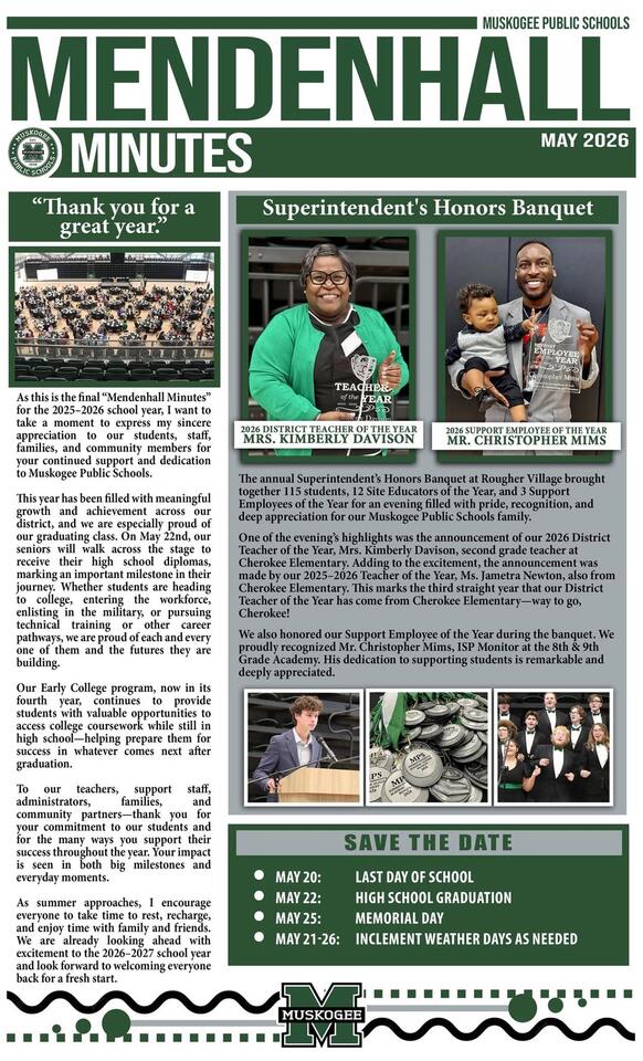 Muskogee Schools Set Key May 2026 Dates - NewsBreak