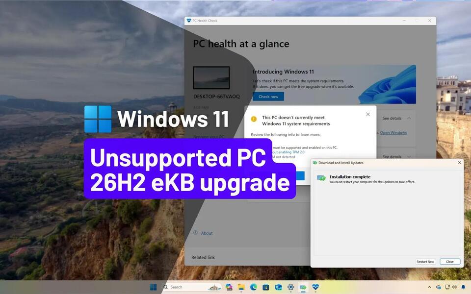 Upgrade unsupported (25H2) PCs to Windows 11 26H2 without reinstall or extra tools