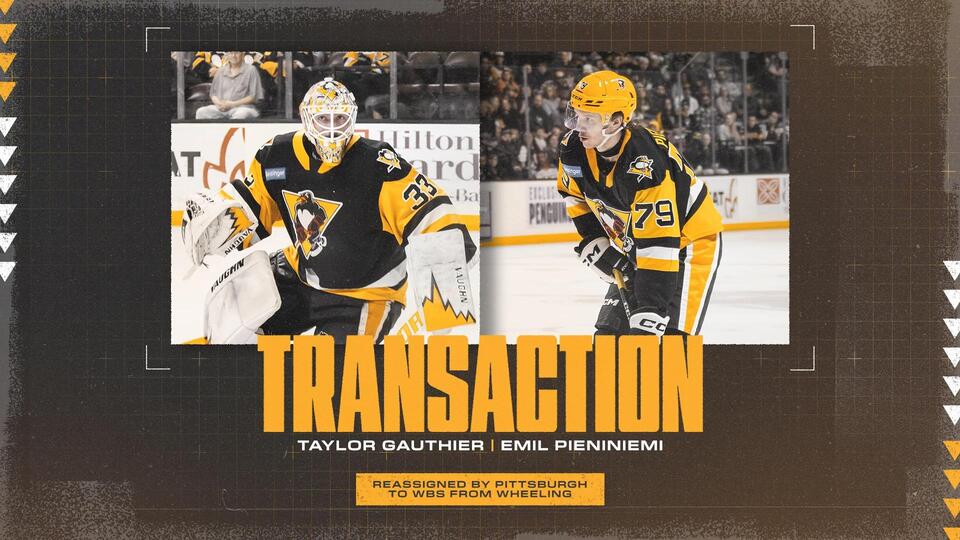 TAYLOR GAUTHIER, EMIL PIENINIEMI REASSIGNED TO PENGUINS