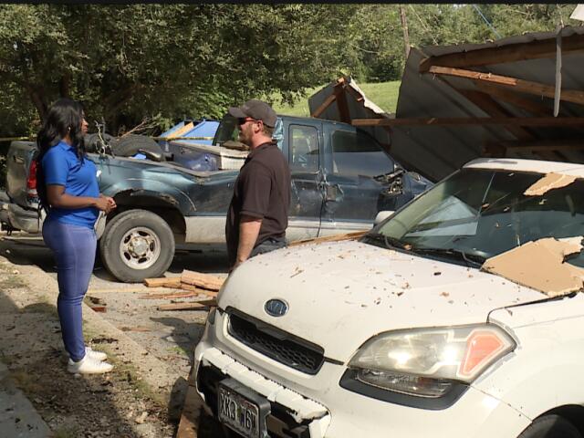 Residents displaced after storm rips off roof, debris crushes cars in KCMO