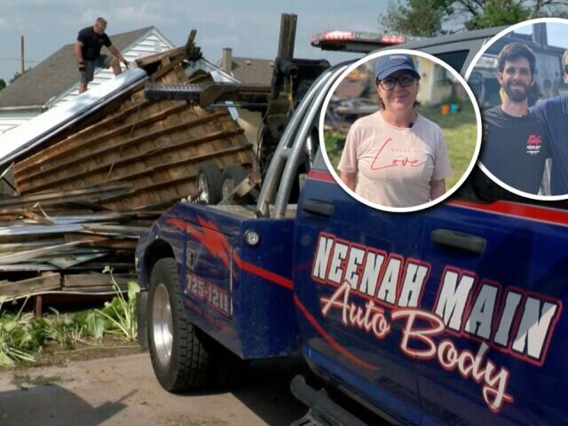 Tow truck drivers volunteer to help Menasha tornado cleanup