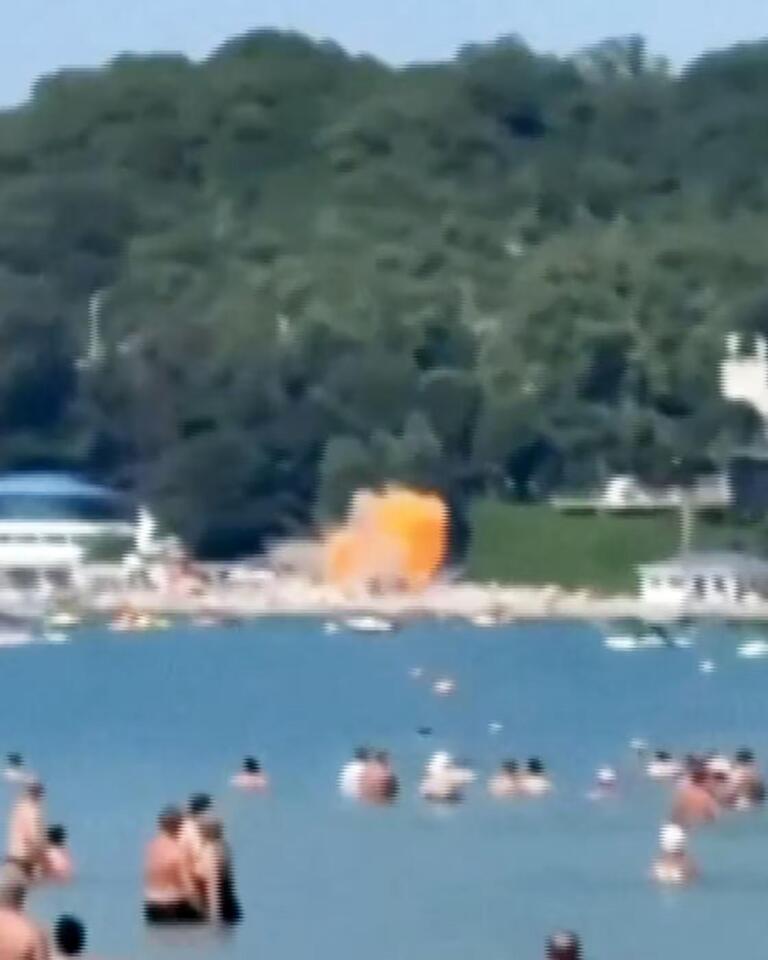 Video shows moment drone burst into fireball on Russian beach
