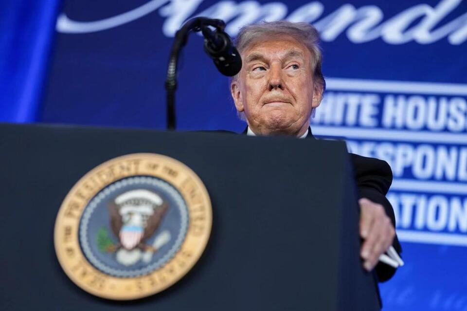 Trump recalls press dinner shooting, needles media in remarks at rescheduled event