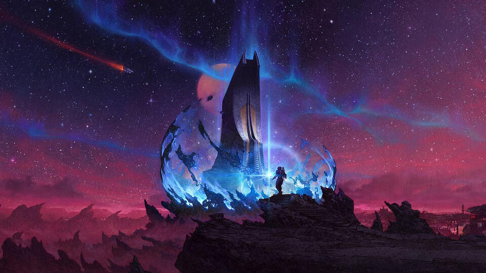 A futuristic illustration of the PS5 console with Starfield-themed space elements, showcasing the excitement of its upcoming release and updates.