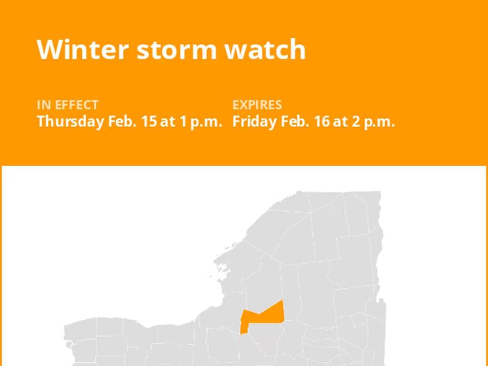 NY weather update Winter storm watch issued for Oneida County for