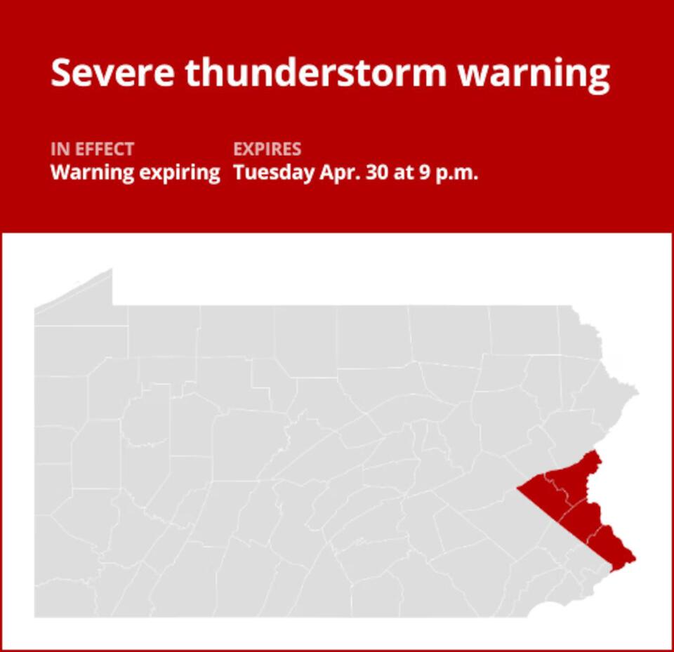 Update: Severe thunderstorm warning expected to expire at 9 p.m ...