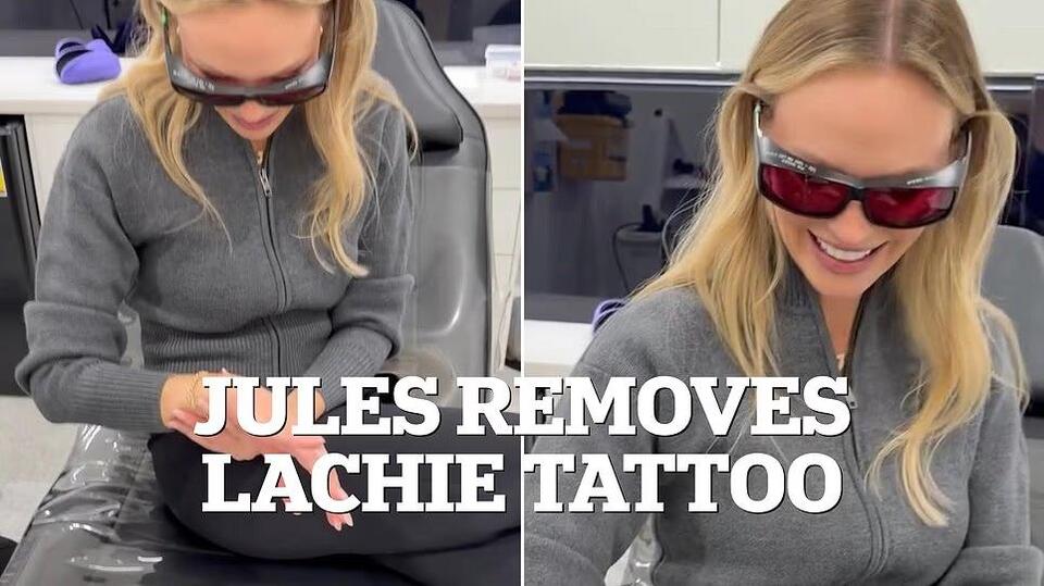 Jules Neale gets a tattoo tribute to her ex Lachie removed in the ...