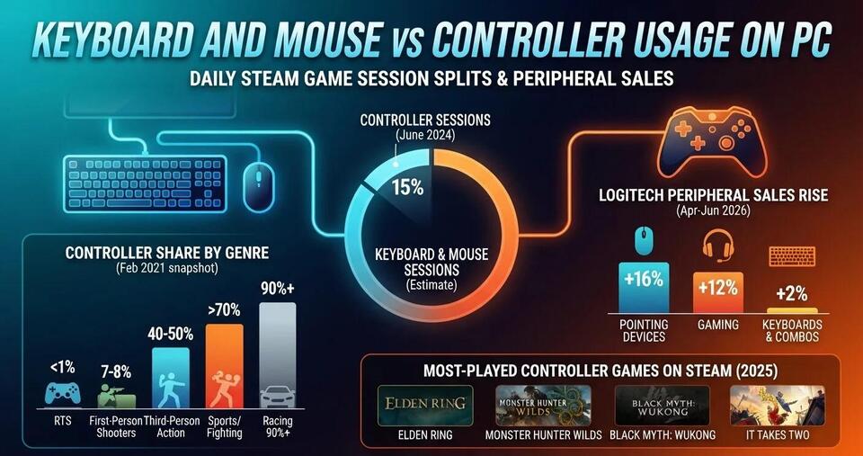 Keyboard and Mouse vs Controller Usage on PC Statistics 2026 - NewsBreak