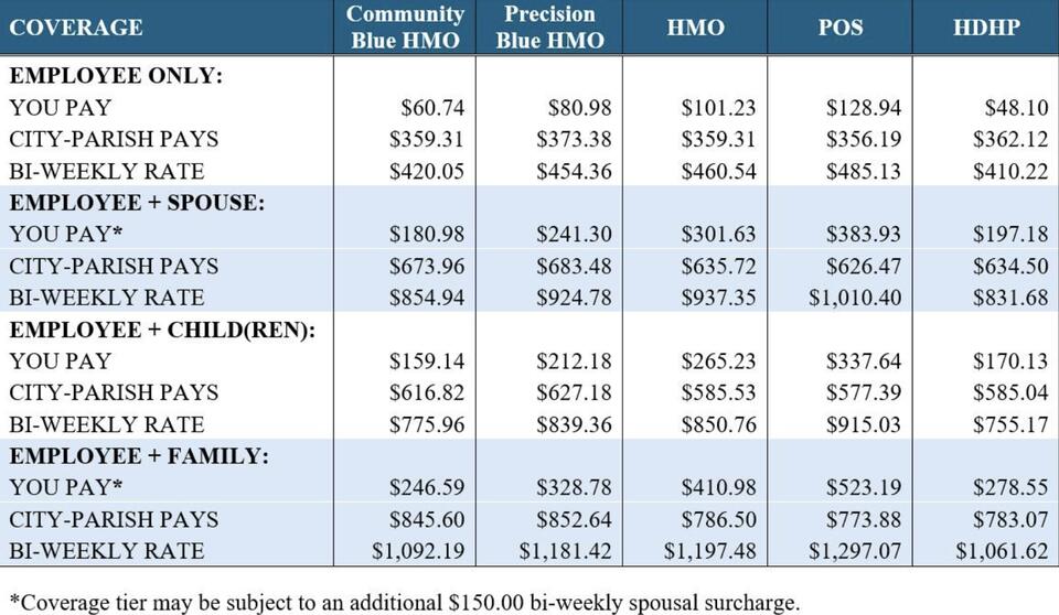 City-Parish proposed 2027 insurance rates shows higher employee costs ...