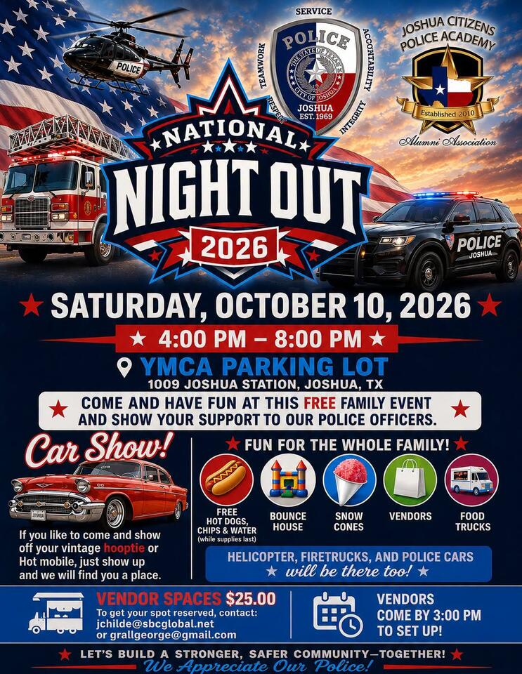 National Night Out set for Oct. 10 in Joshua - NewsBreak