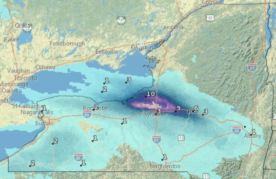 Heavy lake effect snow continues today in Central NY; a foot could fall ...