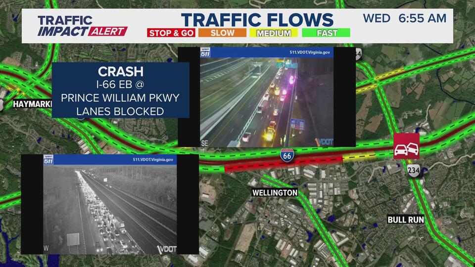Eastbound lanes reopen on I-66 near Manassas after deadly crash - NewsBreak