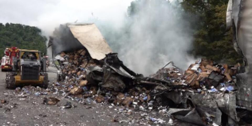 Truck carrying Pop-Tarts catches fire on Highway 80 in Floyd County