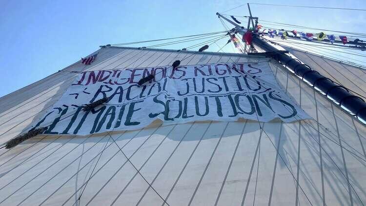 Sloop Clearwater ejected from America250 parade after displaying banners supporting Indigenous rights, climate action