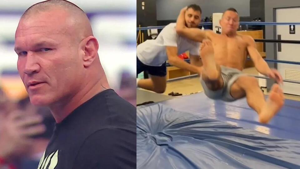 WWE star Randy Orton reacts to UFC legend Georges St-Pierre trying his wrestling move