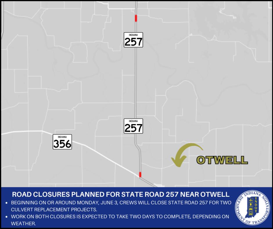 Road closures planned for State Road 257 in Pike and Daviess Counties ...