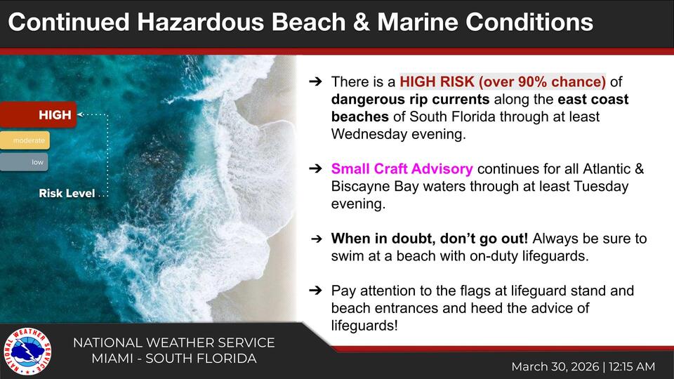 Hazardous Beach and Marine Conditions Continue - NewsBreak