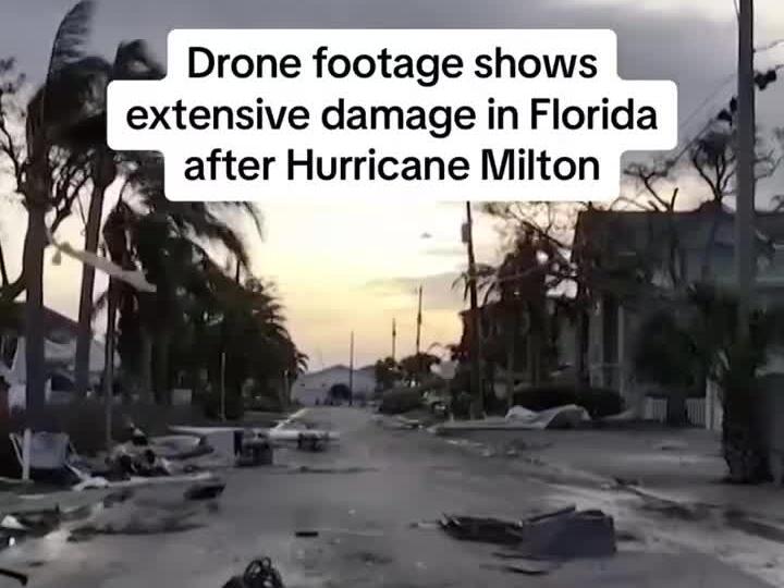 Drone footage shows extensive damage in Florida after Hurricane Milton