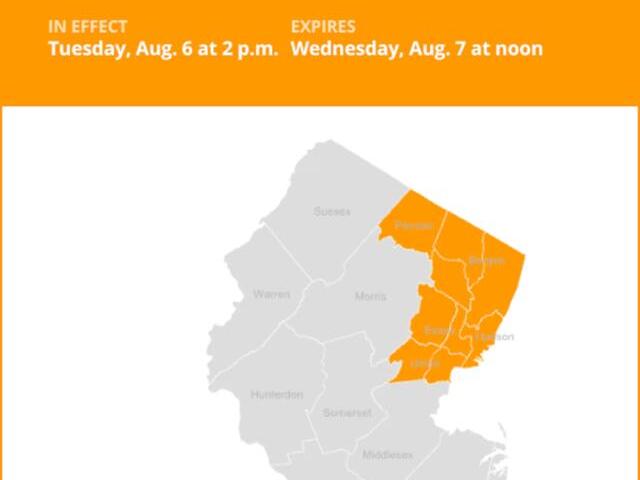 Update: Flood watch issued for 5 N.J. counties until Wednesday midday