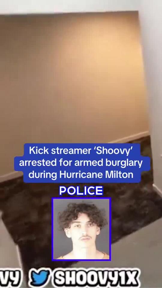 Kick streamer ‘Shoovy’ was arrested for armed burglary and resisting an ...