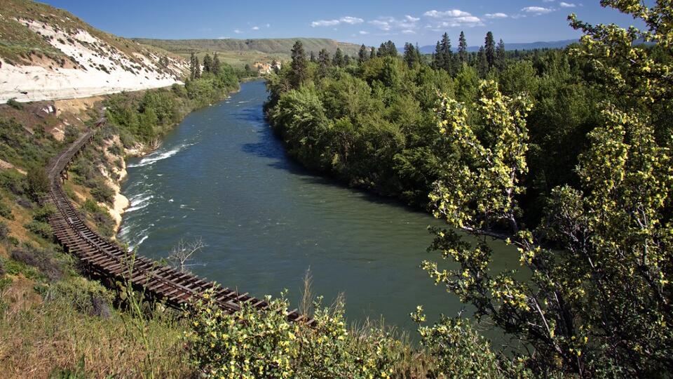 You cross the Yakima River on a swinging footbridge to reach this ...
