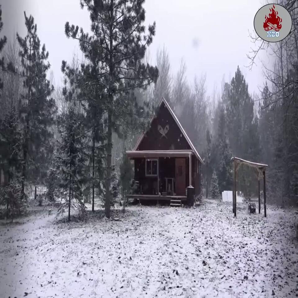 First Snowfall Of 2023 At Our Off Grid Cabin In The Woods Firewood ...