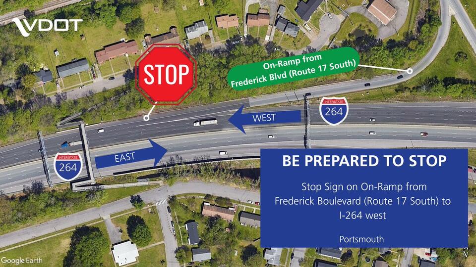 Temporary stop sign on Frederick Blvd ramp to I-264 WB - NewsBreak