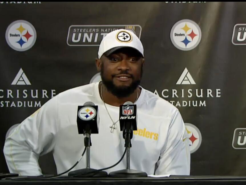 Steelers HC Mike Tomlin pats himself on the back following bold