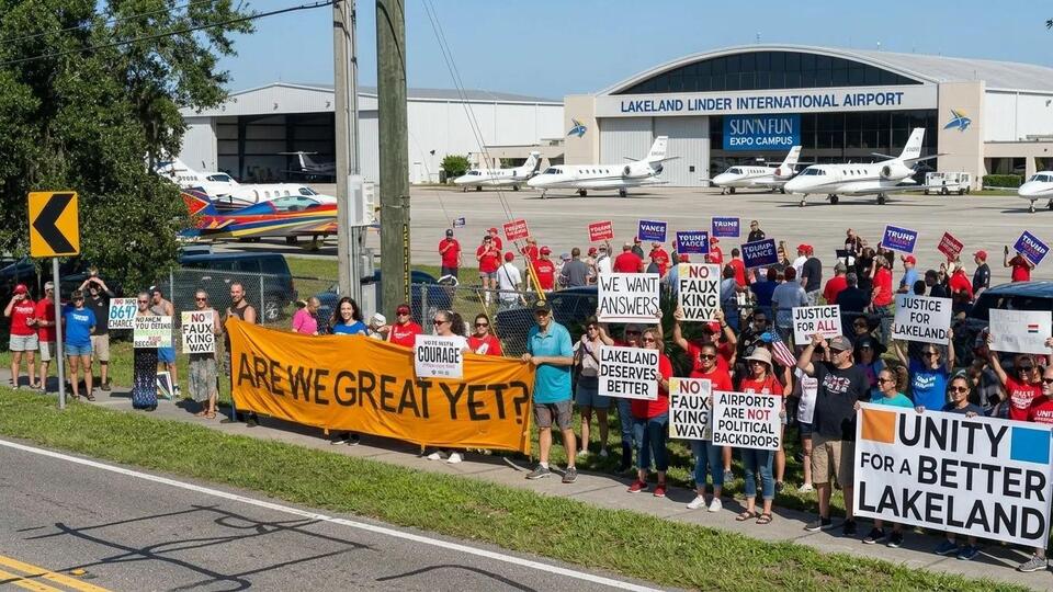JD Vance Lakeland Rally Met with Protest - NewsBreak