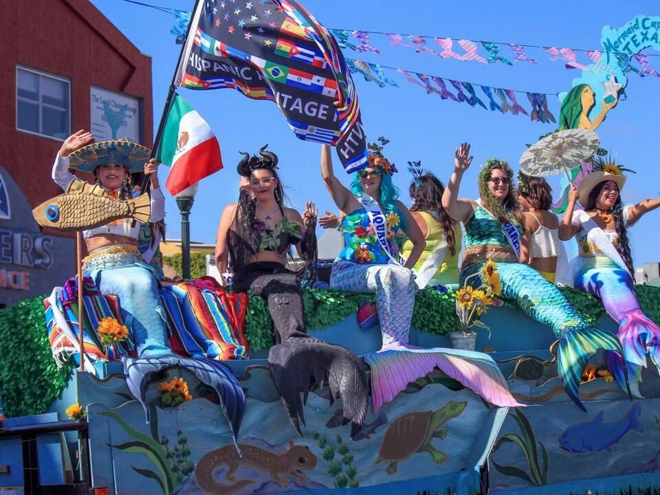 Slideshow Mermaids Float Through Downtown San Marcos