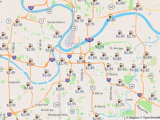 Gas prices Sunday Most and least expensive in Kansas City