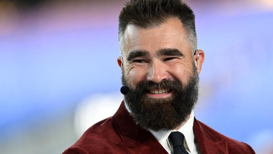 Jason Kelce Sings an Off-Key Canada Anthem & Travis Kelce Can’t Look ...