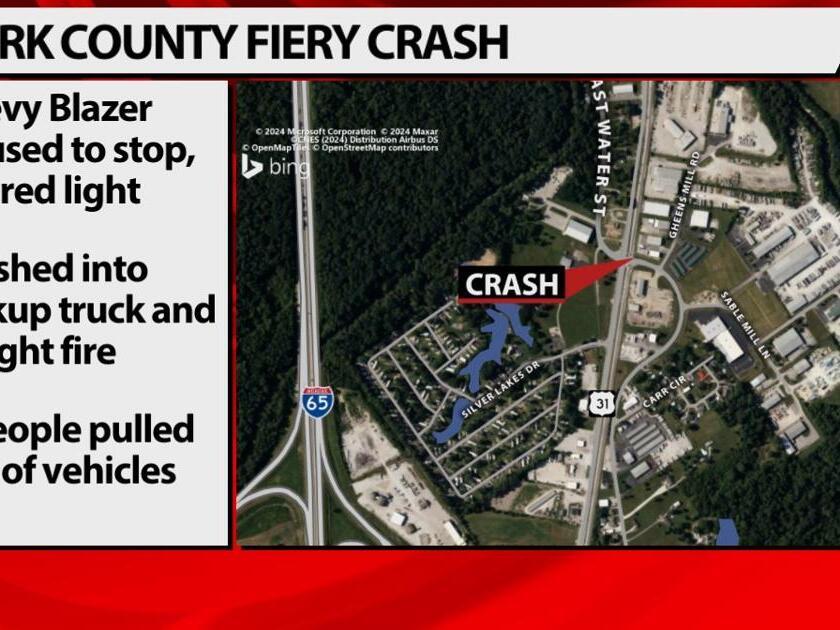 3 hospitalized after police chase ends in fiery crash in southern Indiana
