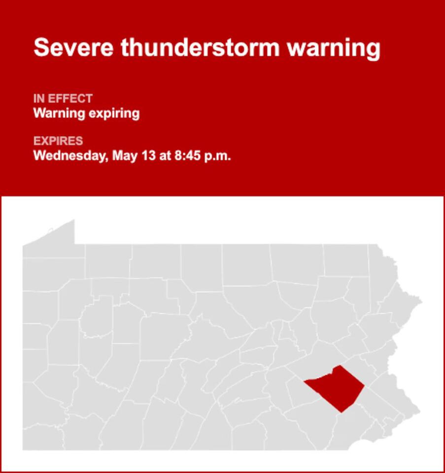 Update: Severe thunderstorm warning previously issued for Berks County ...