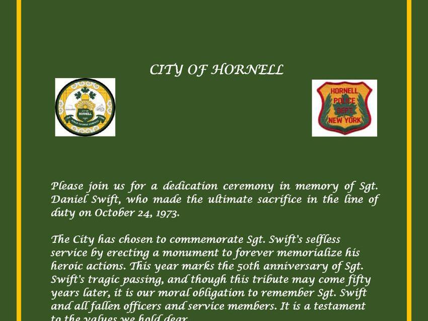 50th Anniversary of the tragic death of Hornell Police Officer Sgt