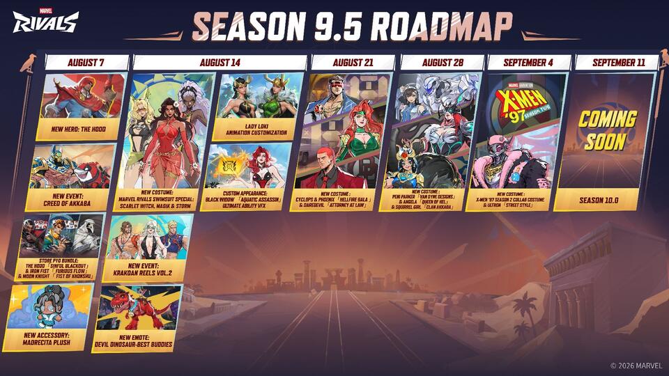 Marvel Rivals introduces the Hood with its Season 9.5 update August 7, releases new roadmap
