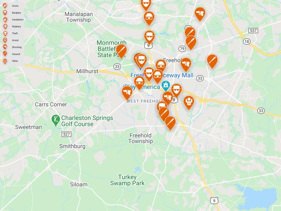 Freehold crime map check your neighborhood safety