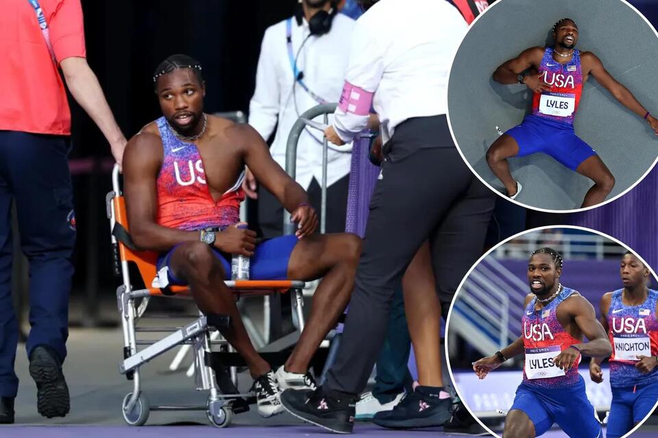 Noah Lyles taken off track in wheelchair after finishing 200m in third ...