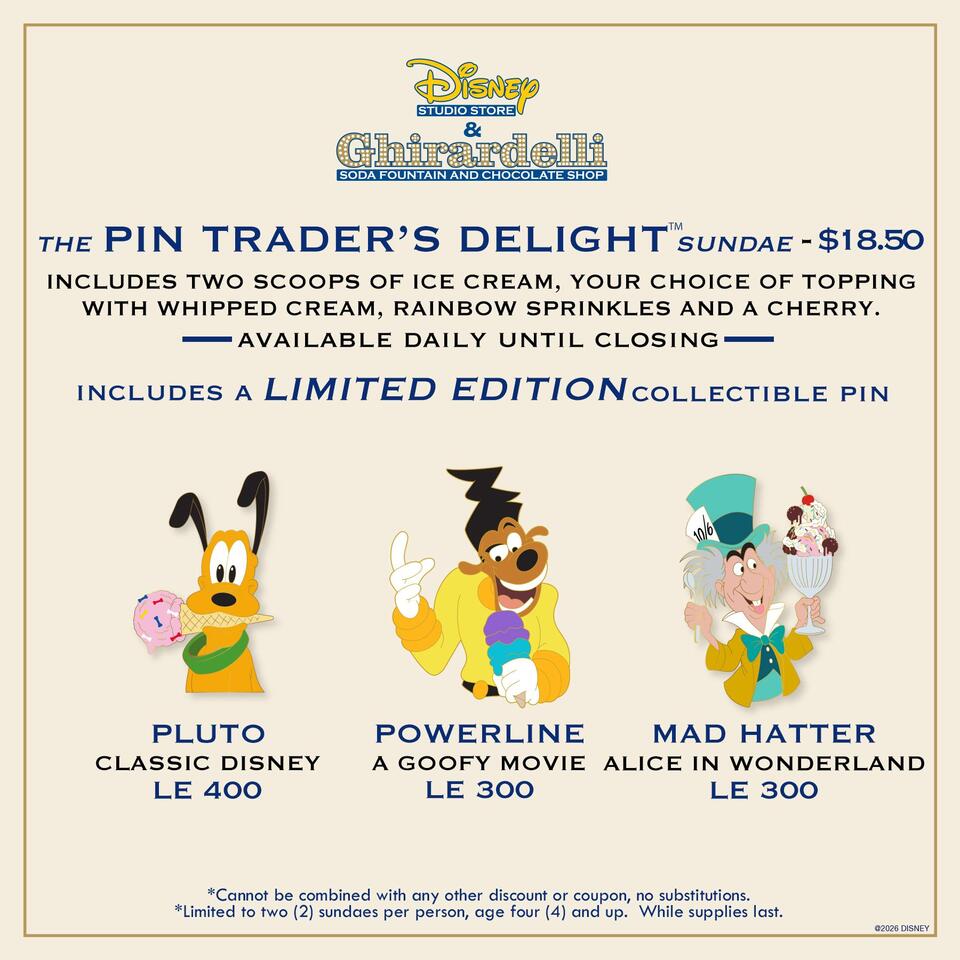 Disney Studio Store Hollywood Pin Trader’s Delight October 2026 Sundae ...