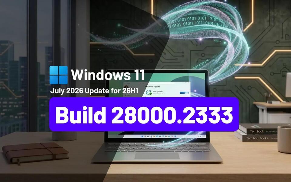 Build 28000.2333 (KB5095091) for Windows 11 26H1 drops as the July 2026 update