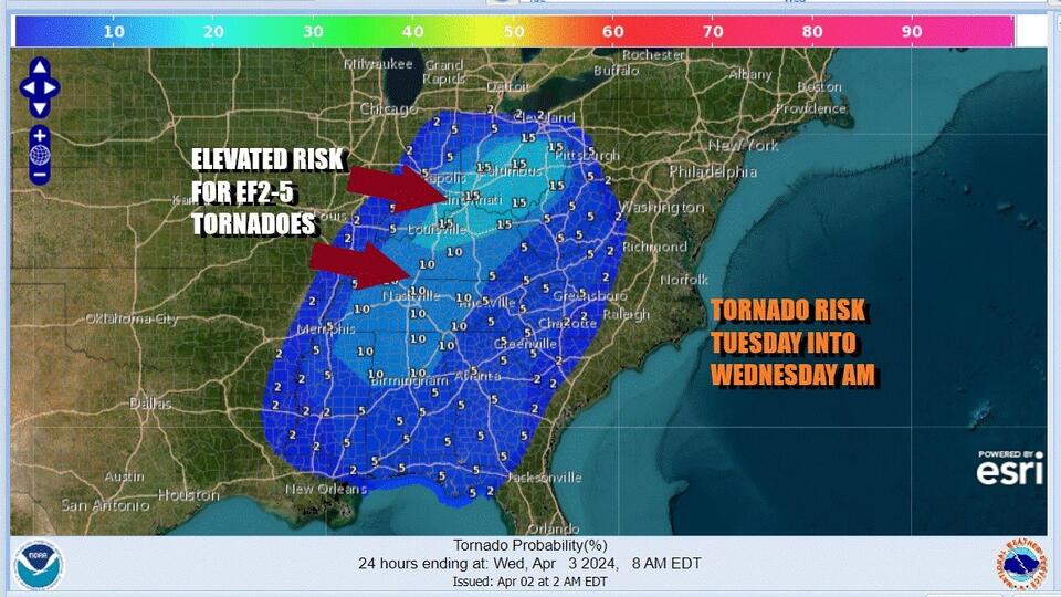 Major spring storm severe storms & EF2-5 tornado risk, heavy rain ...