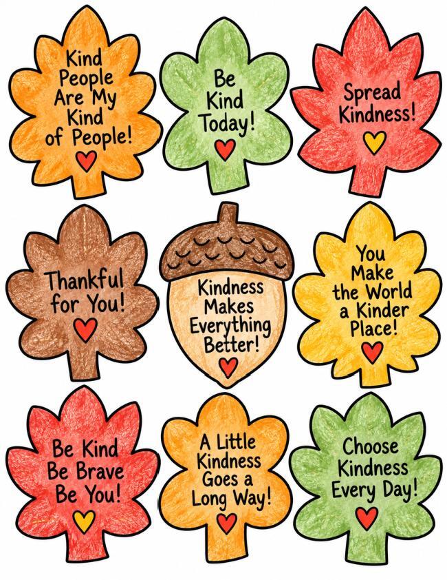 Kindness and Gratitude Leaves Printables for Kids – Fun Fall Activities ...