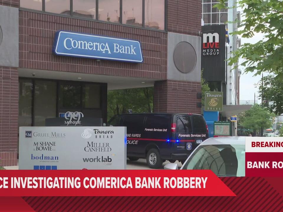 Downtown Grand Rapids bank robbery suspect remains at large, GRPD says