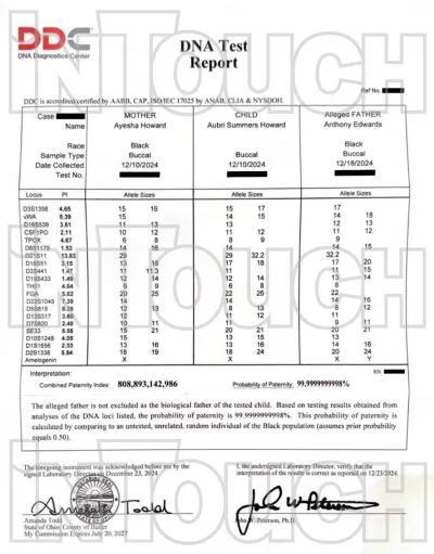 See NBA Star Anthony Edwards’ Alleged DNA Test Report in Court War With ...