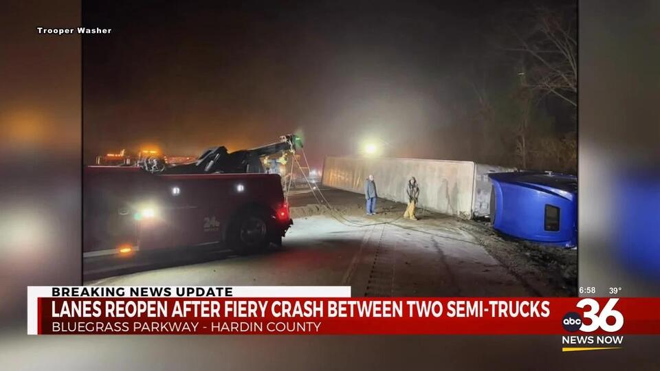 Bluegrass Parkway reopens after fiery semi-truck crash shuts down lanes ...