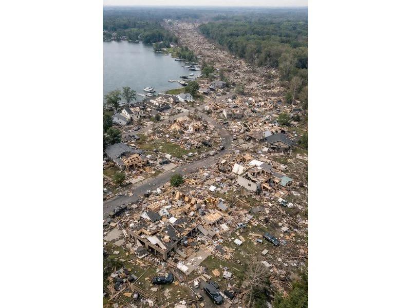 Massive Wedge Tornado Tears Through Union City, Michigan Leaving Trail ...