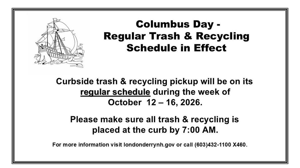 ⚠️ Columbus Day week trash & recycling on normal schedule - NewsBreak