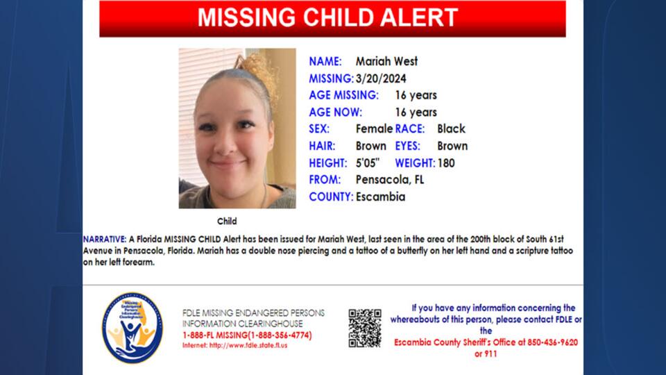 Missing Child Alert issued for Florida girl last seen in Pensacola ...