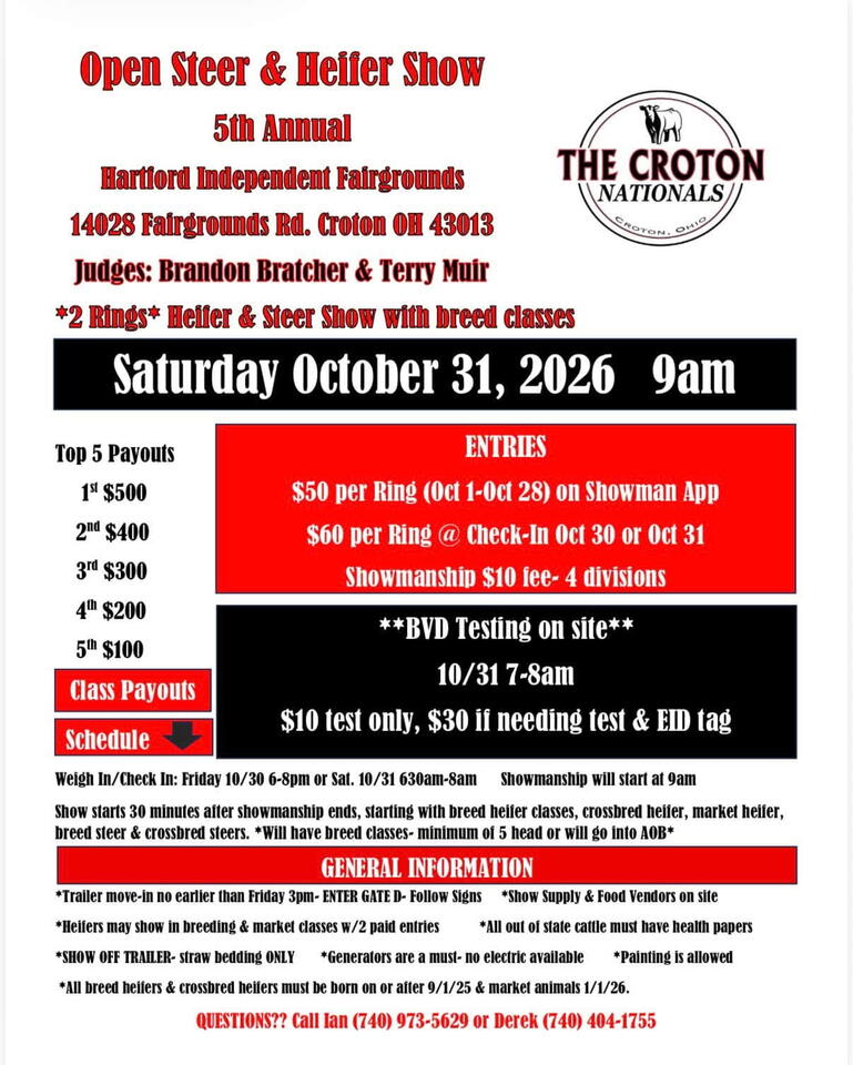SAVE THE DATE: The Croton Nationals Open Steer & Heifer Show - NewsBreak