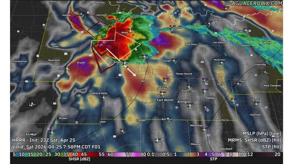 Violent Supercell Near Cundiff and Bowie Texas Produces Very Large Hail ...